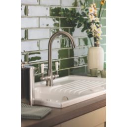 Streame by Abode Keswick Swan Neck Dual Lever Mono Mixer Brushed Nickel