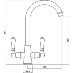 Streame by Abode Keswick Swan Neck Dual Lever Mono Mixer Brushed Nickel