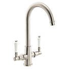Streame by Abode Keswick Swan Neck Dual Lever Mono Mixer Brushed Nickel