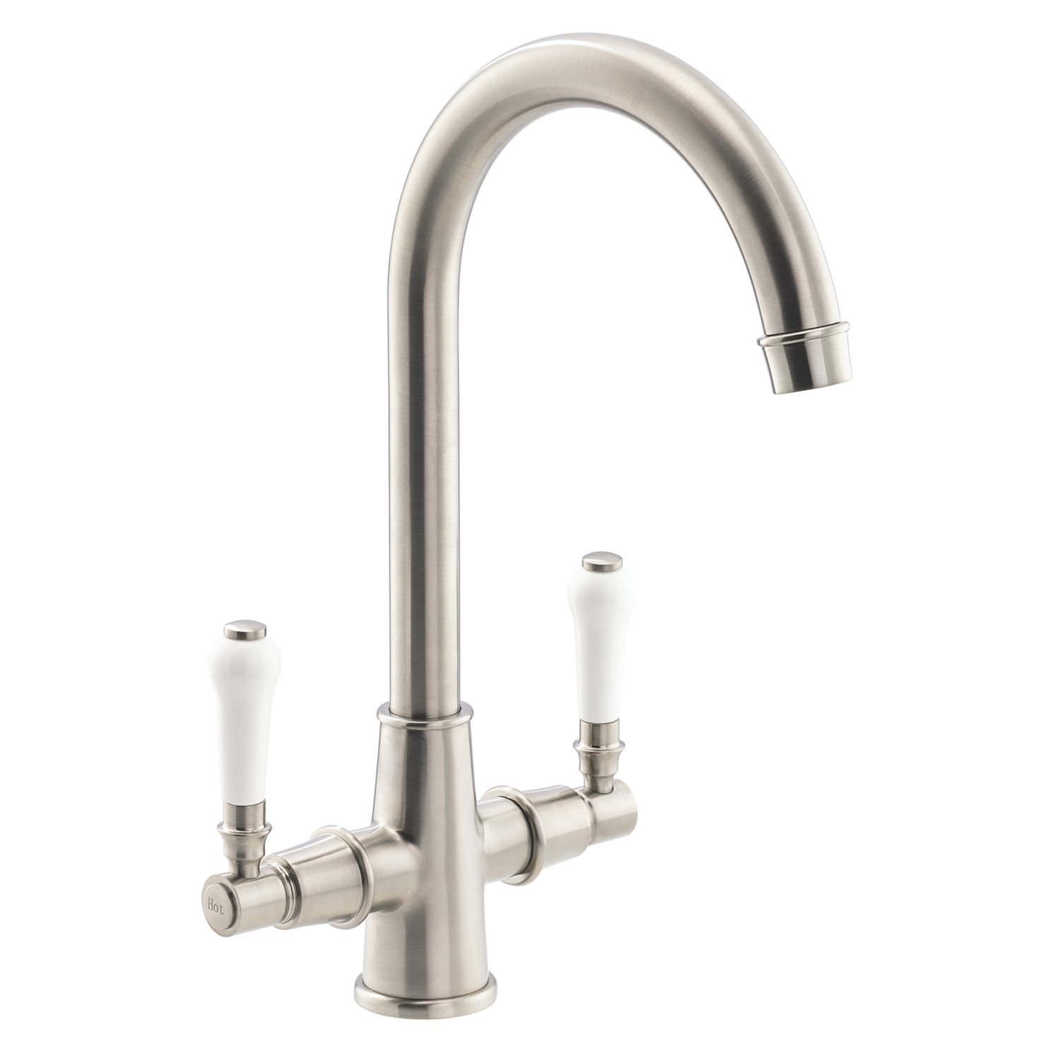 Streame by Abode Keswick Swan Neck Dual Lever Mono Mixer Brushed Nickel (431JM)