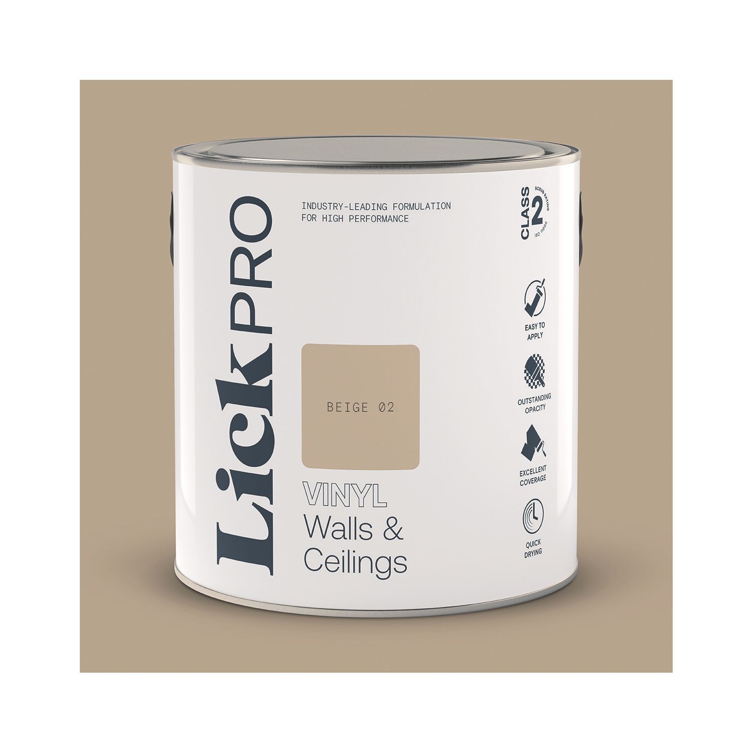 LickPro 2.5Ltr Beige 02 Vinyl Matt Emulsion Paint (431TM)
