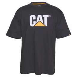 CAT Trademark Logo T-Shirt Short Sleeve Tee Shirts Black X Large 44" Chest