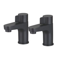 Swirl Caldew Black 120mm Standard Lever 2 Tap Holes Basin Pillar Tap