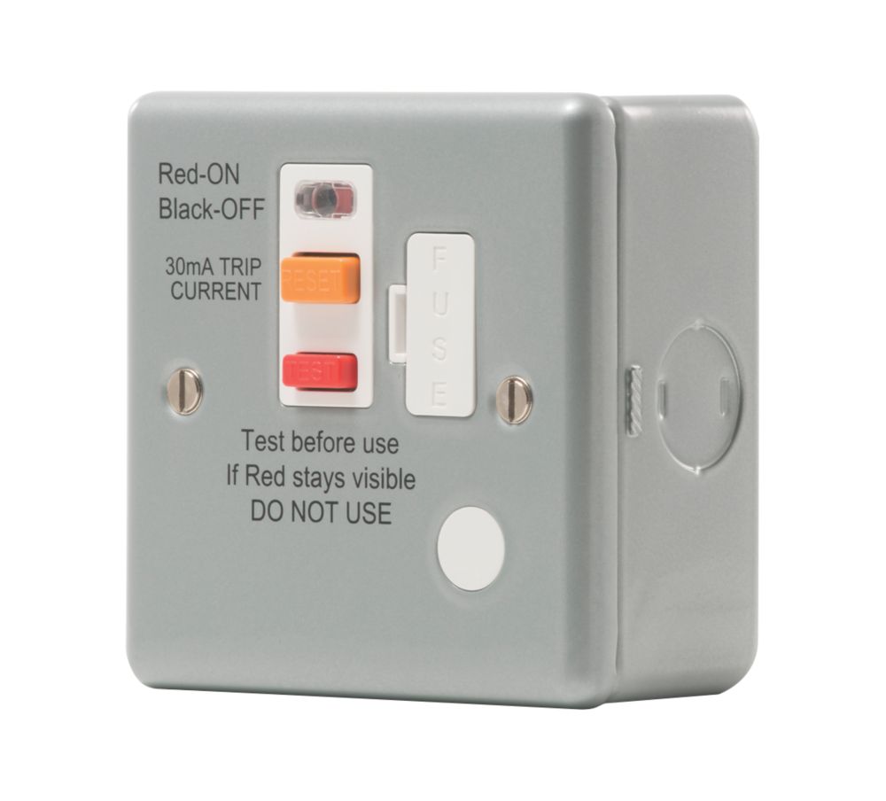 British General  13A Unswitched Metal Clad Passive Fused Spur & Flex Outlet with White Inserts