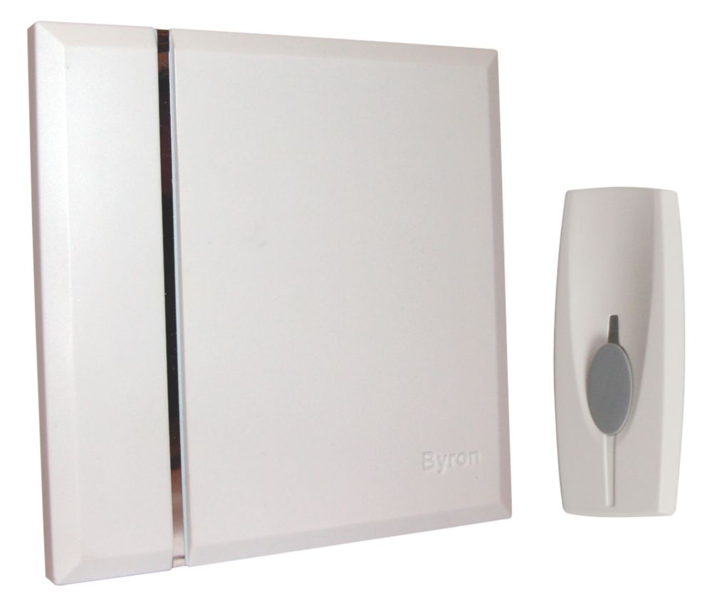 Byron BatteryPowered Wireless Doorbell Kit with Portable Chime White