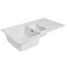 1.5 Bowl Granite Composite Kitchen Sink & Drainer White Reversible 900mm x 500mm