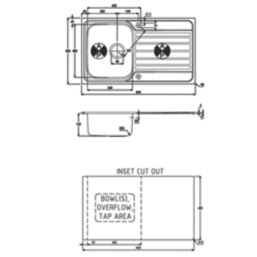 Abode Connekt 1 Bowl  Satin Stainless Steel Sink 860mm x 500mm