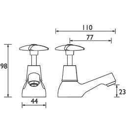 Bristan 5412 Cross Head Chrome 98mm Cloakroom Cross Head 2 Tap Holes Basin Pillar Tap