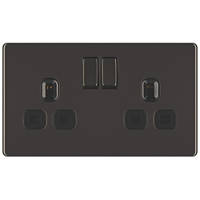LAP  13A 2-Gang DP Switched Power Sockets Black Nickel  with Black Inserts 5 Pack