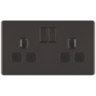 LAP  13A 2-Gang DP Switched Power Sockets Black Nickel  with Black Inserts 5 Pack