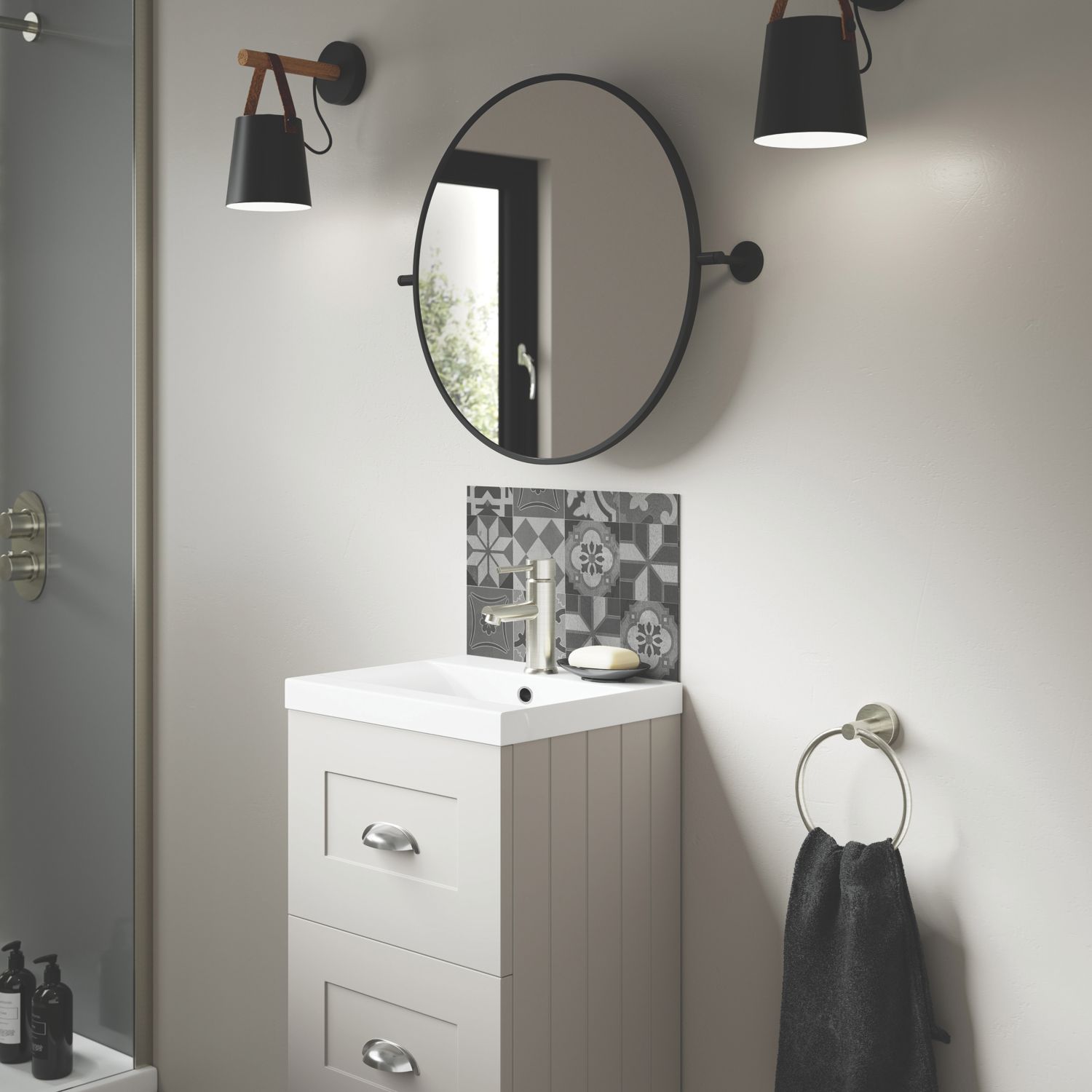 Splashwall Abruzzo Vanity Splashback Matt Grey 250mm x 400mm x 4mm (432KU)