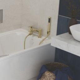 Genoa Brushed Brass 172.5mm Deck Mounted Dual Control Manual Shower Mixer Tap