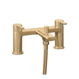 Genoa Brushed Brass 172.5mm Deck Mounted Dual Control Manual Shower Mixer Tap