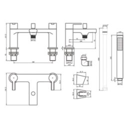 Genoa Brushed Brass 172.5mm Deck Mounted Dual Control Manual Shower Mixer Tap