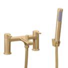 Genoa Brushed Brass 172.5mm Deck Mounted Dual Control Manual Shower Mixer Tap