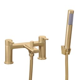 Genoa Brushed Brass 172.5mm Deck Mounted Dual Control Manual Shower Mixer Tap