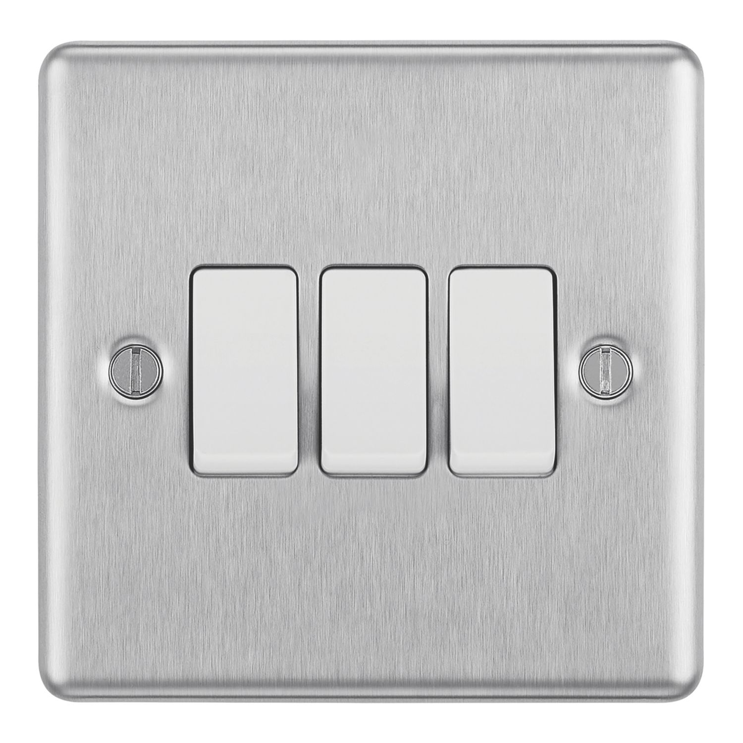 LAP 20A 16AX 3-Gang 2-Way Light Switch Brushed Stainless Steel with White Inserts (432PN)