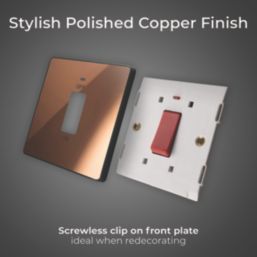 British General Evolve 45A 1-Gang 2-Pole Cooker Switch Copper with LED with Black Inserts