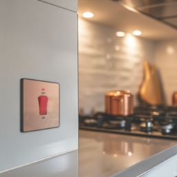 British General Evolve 45A 1-Gang 2-Pole Cooker Switch Copper with LED with Black Inserts
