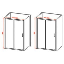 Framed Rectangular Sliding Shower Door Polished Silver 1500mm x 1850mm