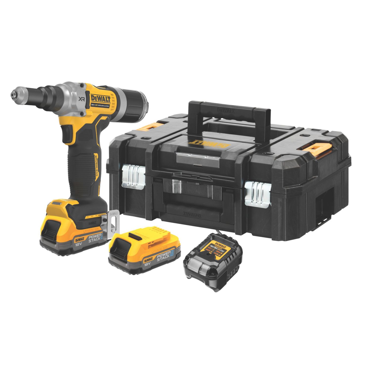 DeWalt DCF414E2T-GB 18V 2 x 1.7Ah Li-Ion PowerStack Brushless Cordless Riveter (432RL)