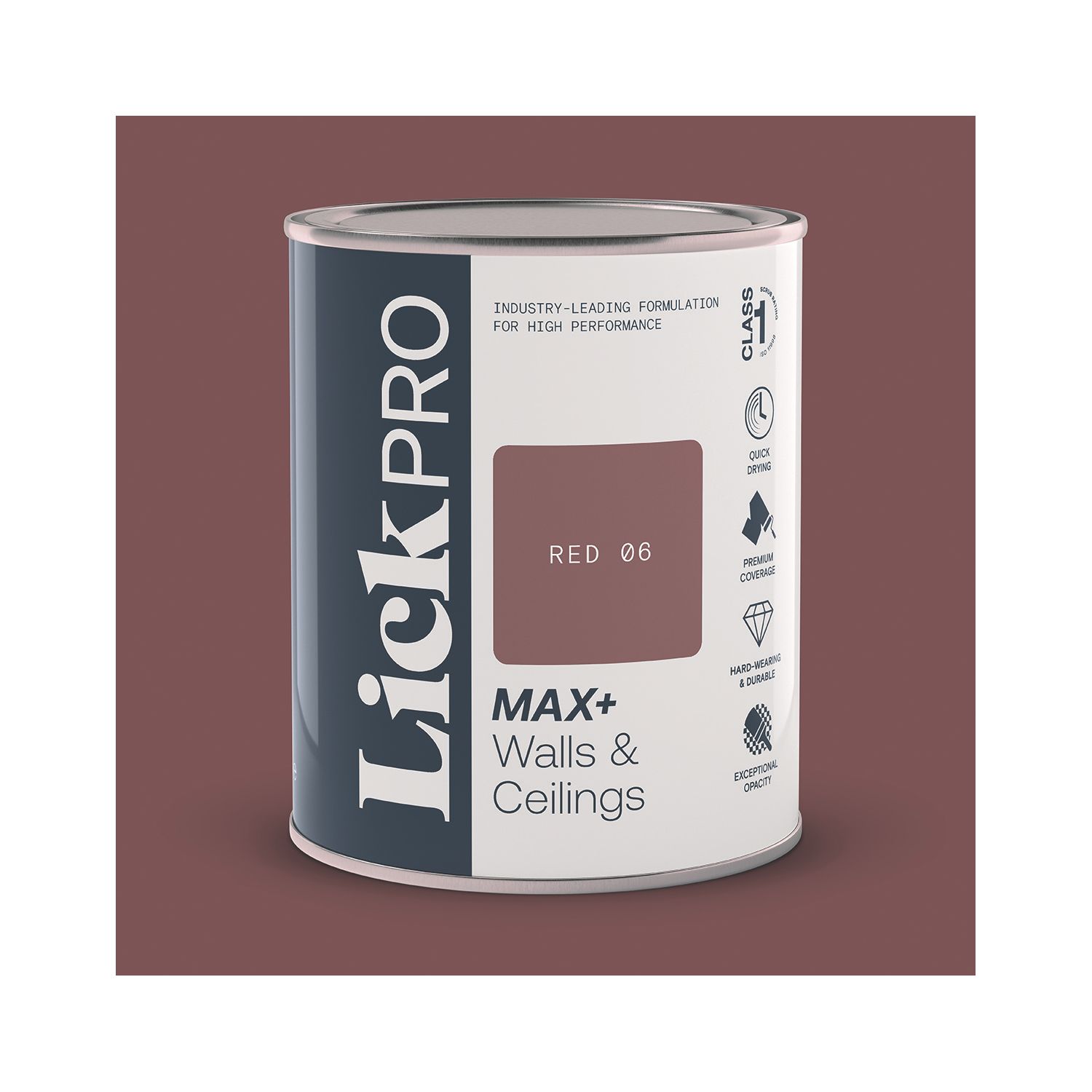 LickPro Max+ 1Ltr Red 06 Matt Emulsion Paint (432TM)