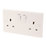 13A 2-Gang SP Switched Plug Socket White