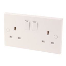 13A 2-Gang SP Switched Plug Socket White