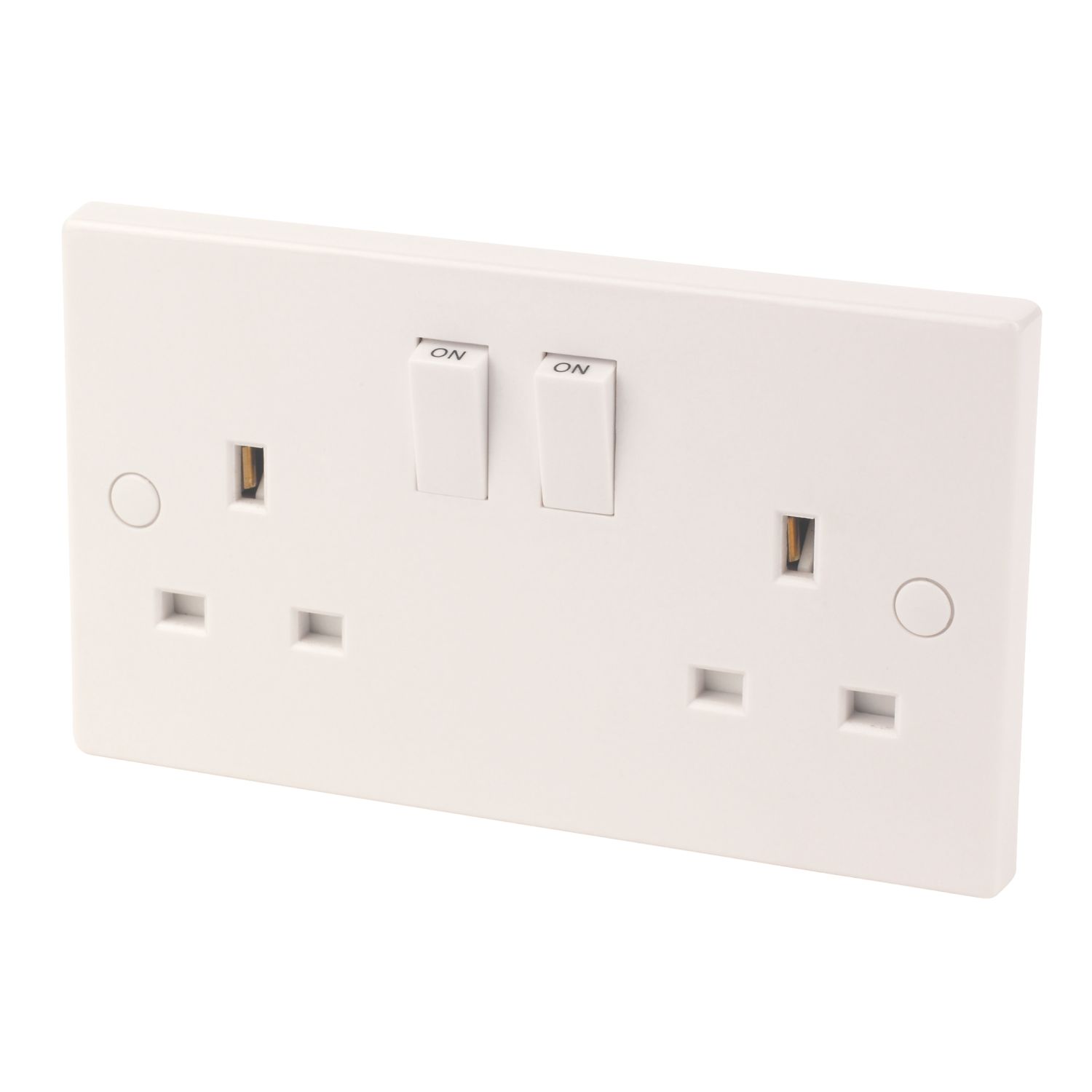 Essentials 13A 2-Gang SP Switched Plug Socket White (4338D)