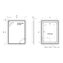 Kansas Rectangular Bathroom Mirror With 3360lm LED Light 600mm x 800mm