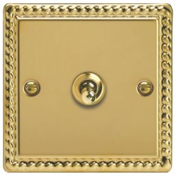 Varilight  10A 1-Gang 2-Way Light Switch  Georgian Brass