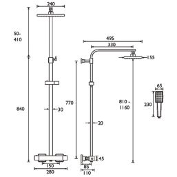 Bristan Craze HP Rear-Fed Exposed Black Thermostatic Diverter Mixer Shower