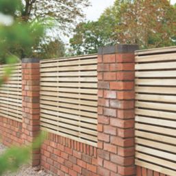 Forest  Double-Slatted  Fence Panels Natural Timber 6' x 4' Pack of 3