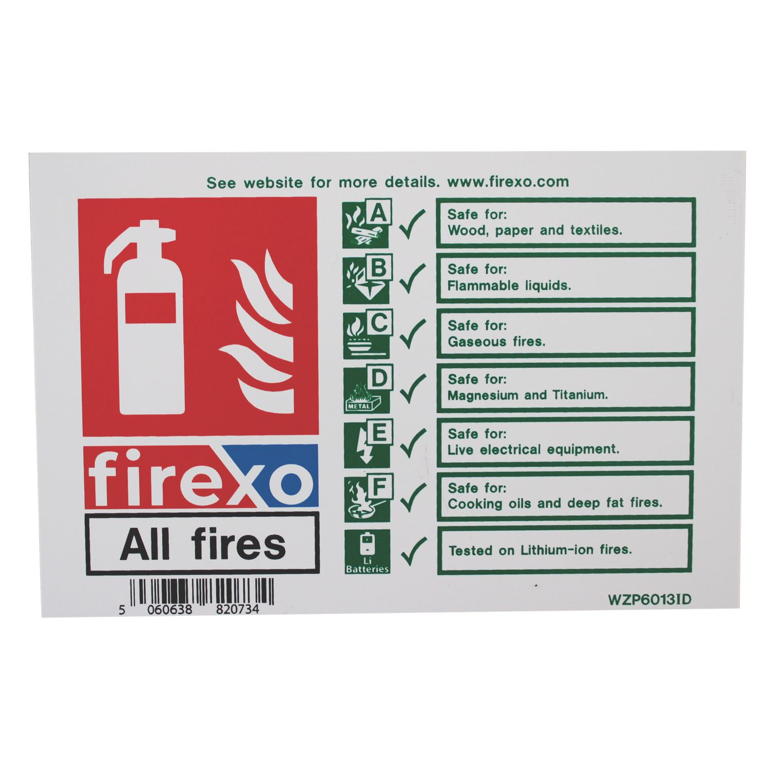 Firexo Non Photoluminescent All Fires Extinguisher Sign 100mm x 150mm (433PP)