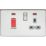 Knightsbridge SFR8333NPCG 45 & 13A 2-Gang DP Cooker Switch & 13A DP Switched Socket Polished Chrome with LED with Colour-Matched Inserts