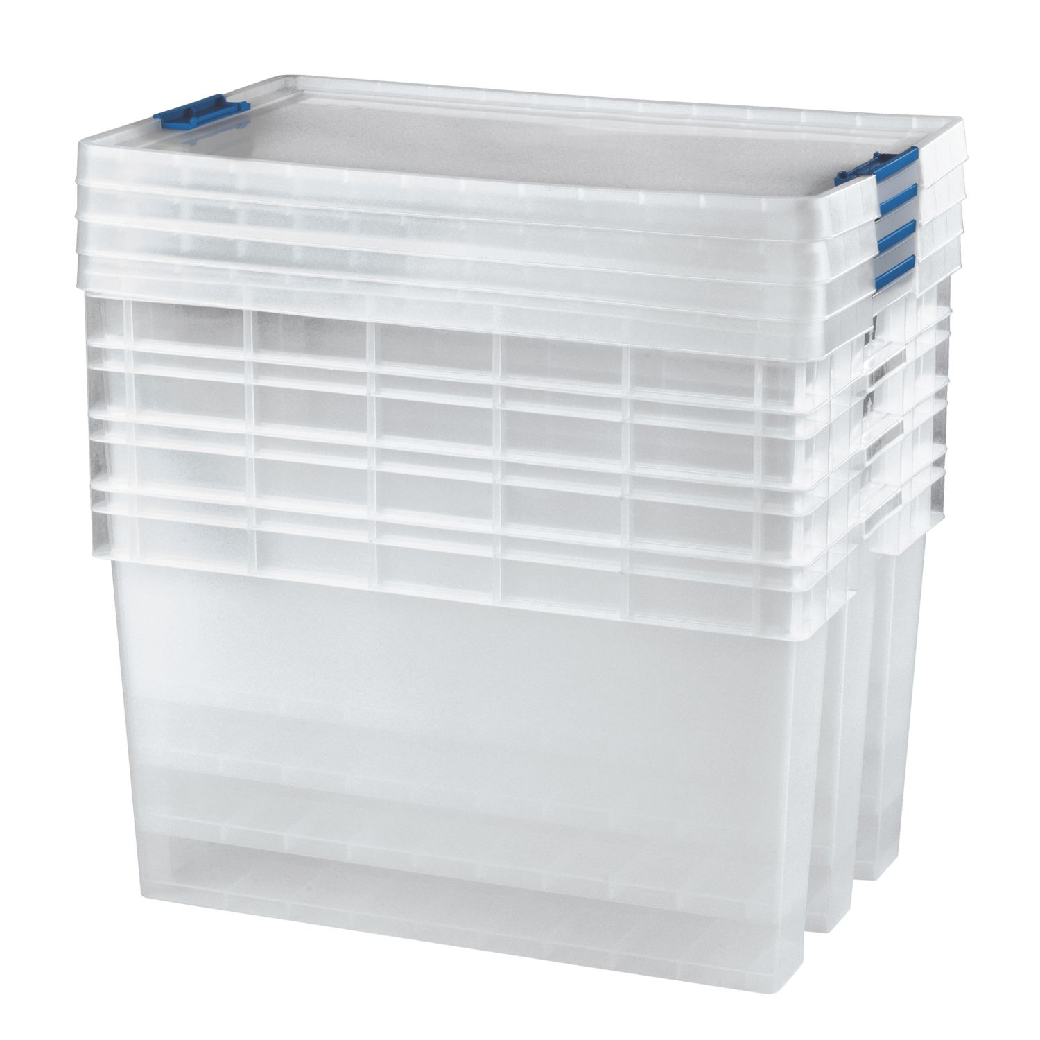 Essentials 94Ltr 442mm x 693mm x 400mm Transparent Storage Box 4 Pack (433XJ)