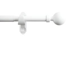 Rothley Matt White Extendable Curtain Pole with Orb Finials 28mm x 125-216cm