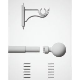 Rothley Matt White Extendable Curtain Pole with Orb Finials 28mm x 125-216cm