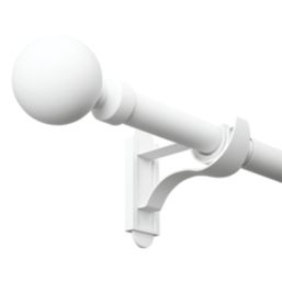 Rothley Matt White Extendable Curtain Pole with Orb Finials 28mm x 125-216cm