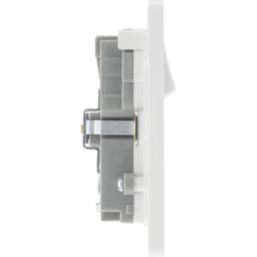 British General Evolve 13A 2-Gang SP Switched Socket + 3A 22W 2-Outlet Type A & C USB Charger Brushed Steel with White Inserts