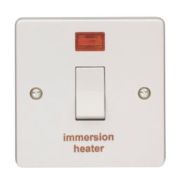 Crabtree Capital 20A 1-Gang DP Immersion Heater Switch White with Neon