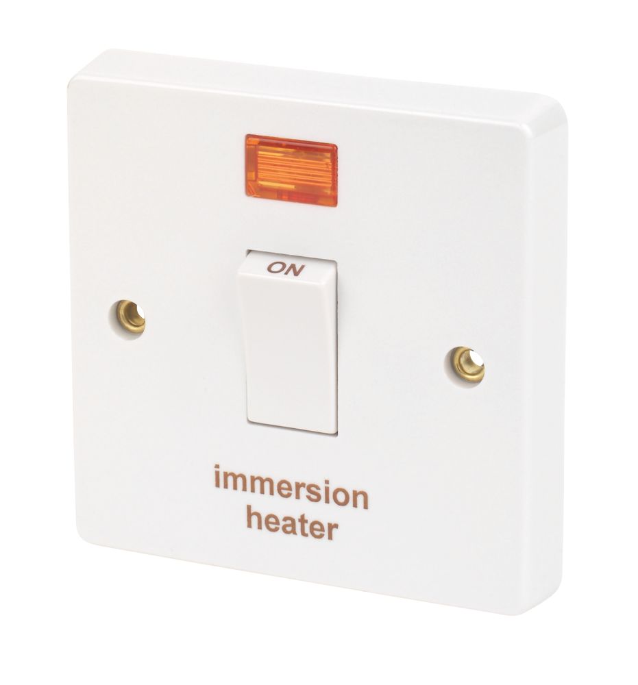 Crabtree Capital 20A 1-Gang DP Immersion Heater Switch White with Neon