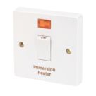 Crabtree Capital 20A 1-Gang DP Immersion Heater Switch White with Neon