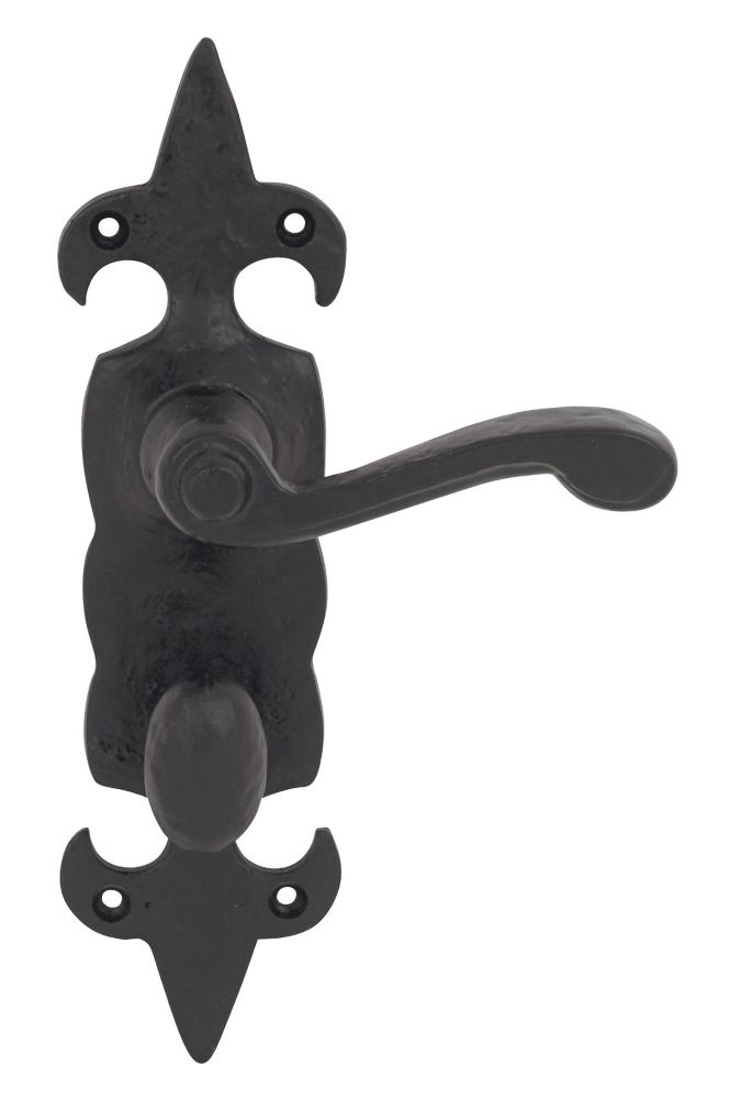 Carlisle Brass Fleur de Lys LoB Bathroom Door Handles Pair Antique Black (4349H) (Free