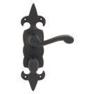 Carlisle Brass Fleur de Lys LoB Bathroom Door Handles Pair Antique Black