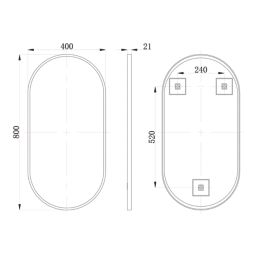 Miami Plain Bathroom Mirror Matt Black  400mm x 20mm x 800mm