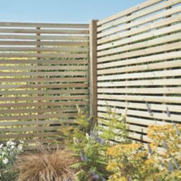 Forest  Single-Slatted  Garden Fence Panel Natural Timber 6' x 5' Pack of 3