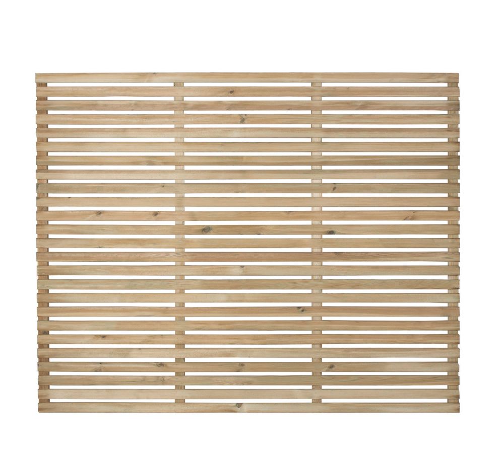 Forest Single-Slatted Garden Fence Panel Natural Timber 6' x 5' Pack of ...