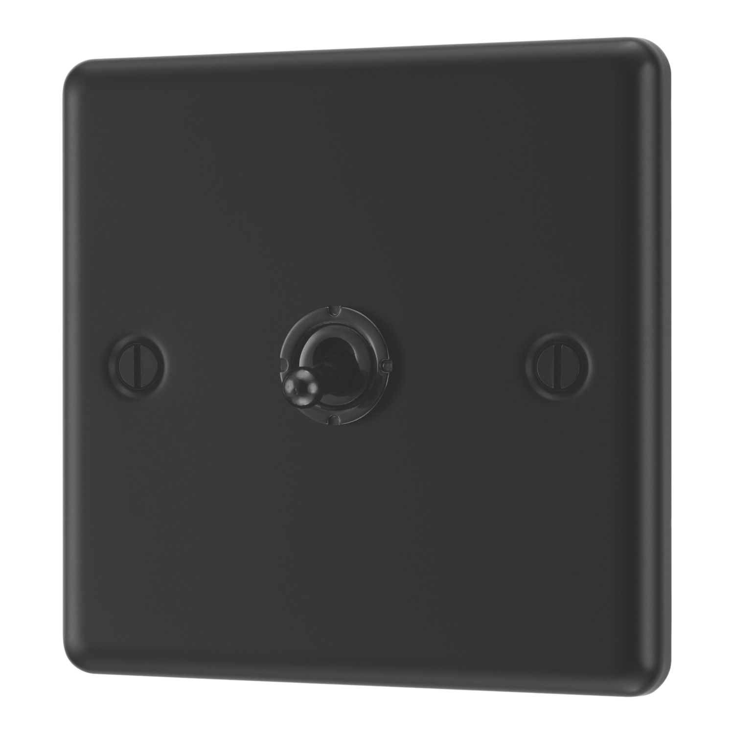 LAP 20A 16AX 1-Gang 2-Way Switch Matt Black with Colour-Matched Inserts (434PN)