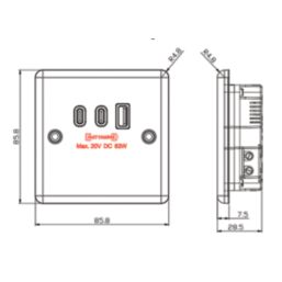 Knightsbridge  5A 63W 3-Outlet Type A & C USB Socket Matt Black with Black Inserts
